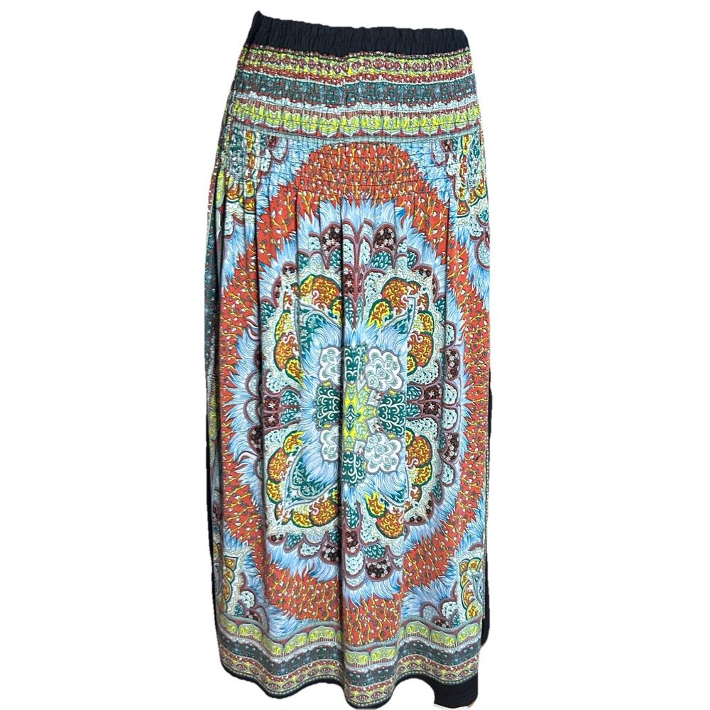 India Boutique Women's Maxi Skirt Blue Paisley Boho Lightweight Flowy S/M Hippie